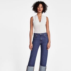 White Zara V-Neck Bodysuit